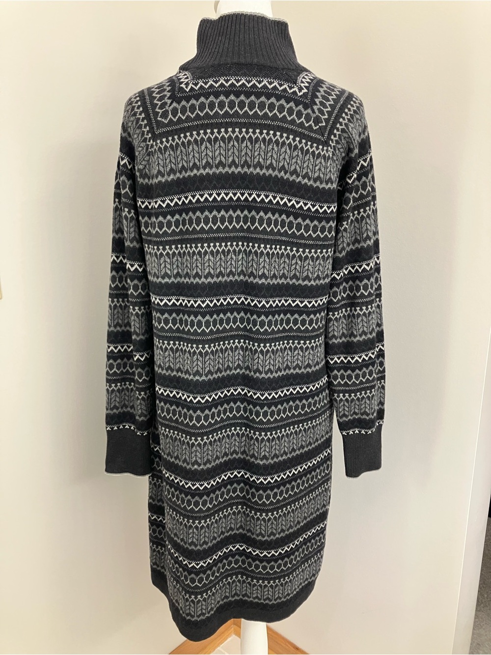 Eddie Bauer Charcoal & Light Gray Zip-Neck Fair Isle Sweater Dress - Picture 4 of 9